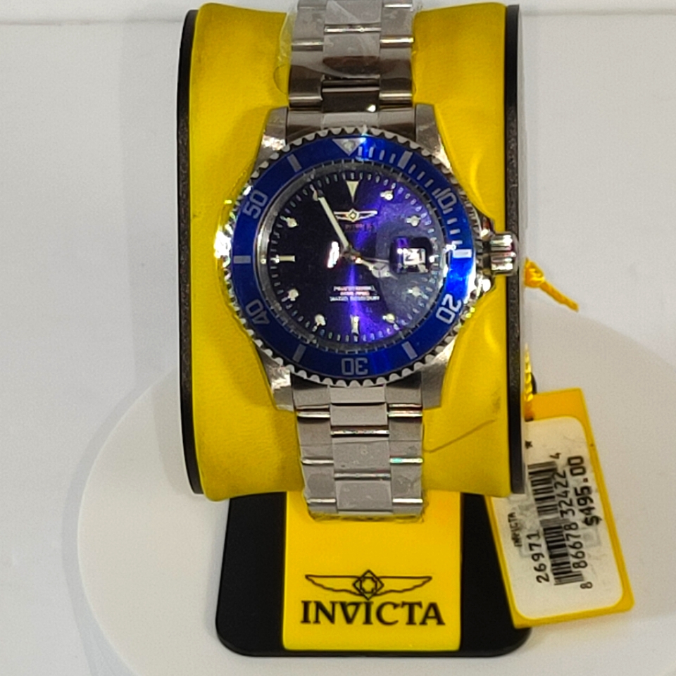 Invicta Nwt Unisex 40mm Pro Diver Blue Dial Stainless Steel Watch
